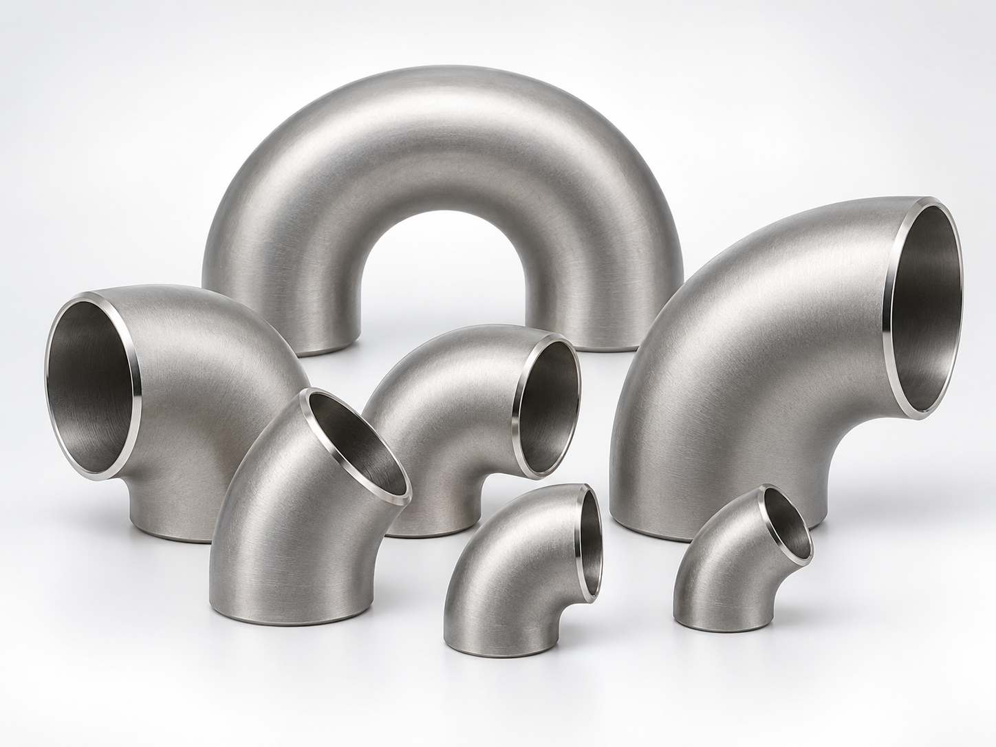 Stainless steel pipe elbows including 45 degree 90 degree and 180 degree elbows