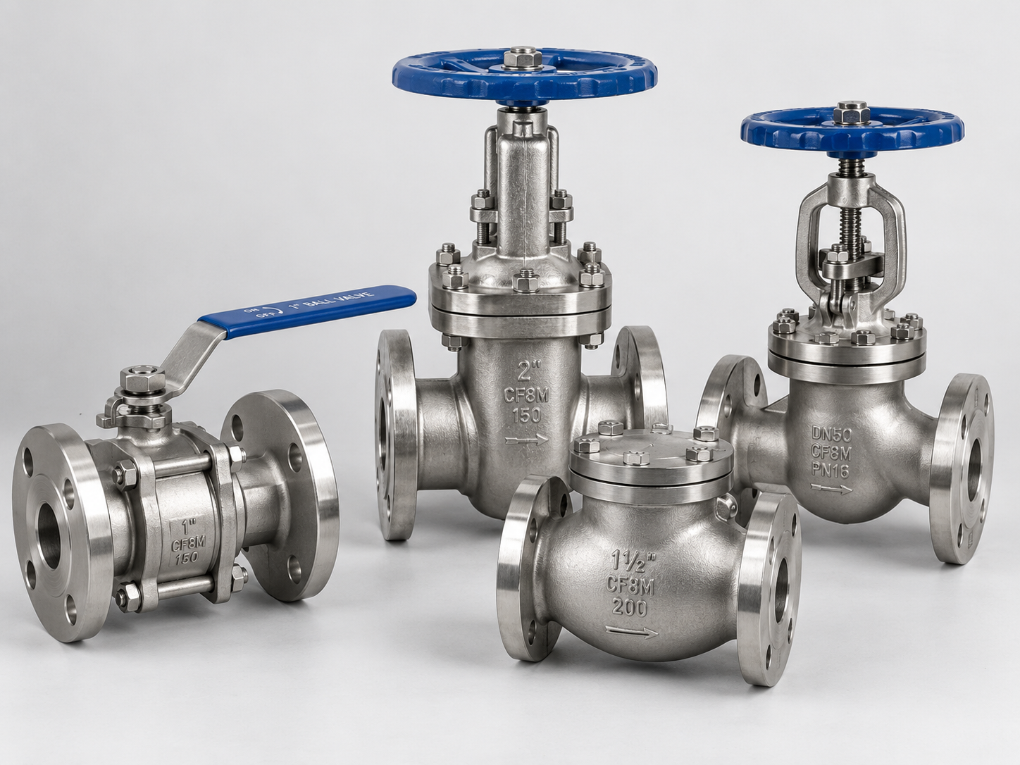Stainless steel industrial gate globe check and ball valves